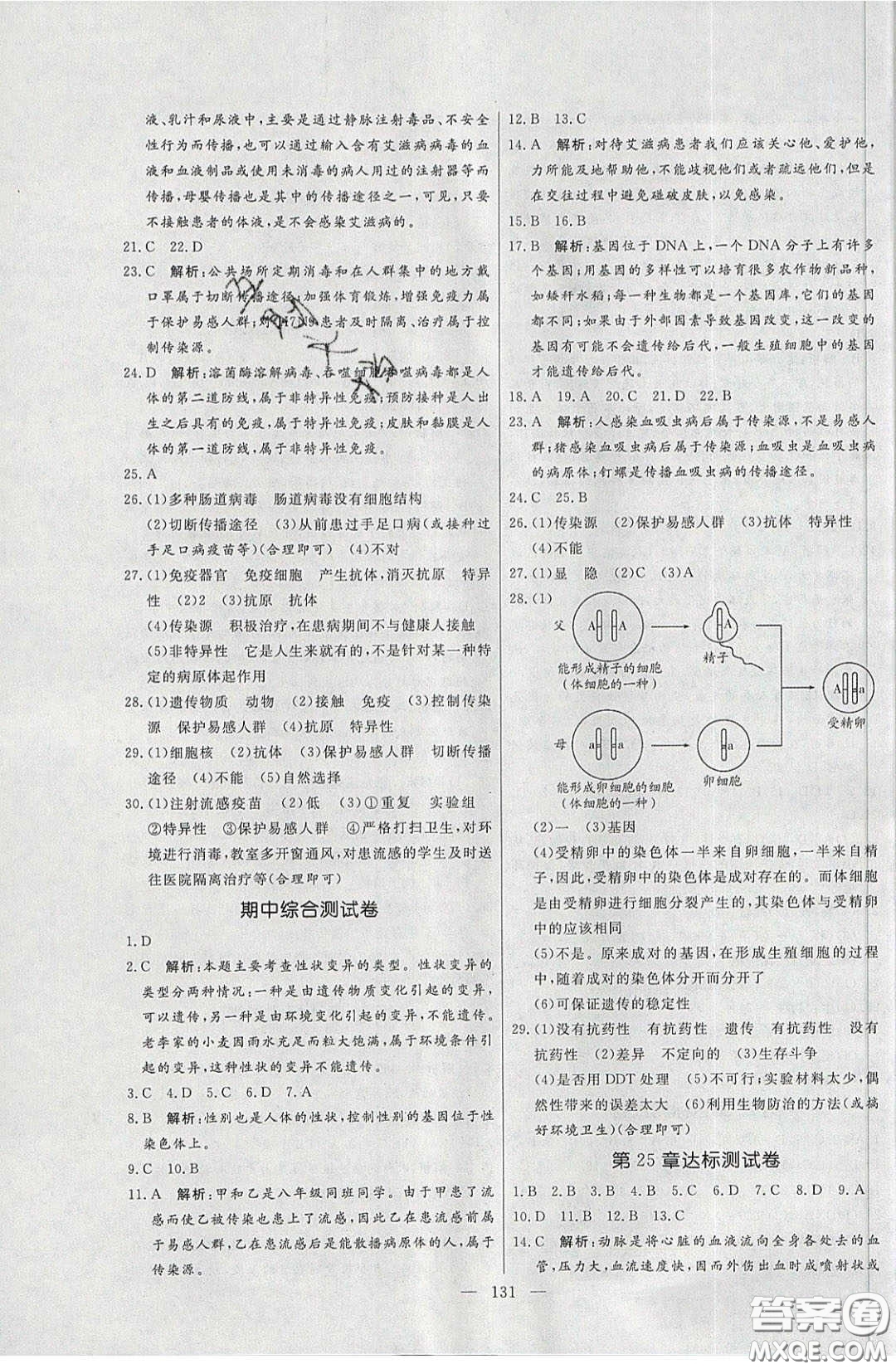 2020年亮點(diǎn)激活中學(xué)教材多元演練八年級(jí)生物下冊(cè)蘇科版答案