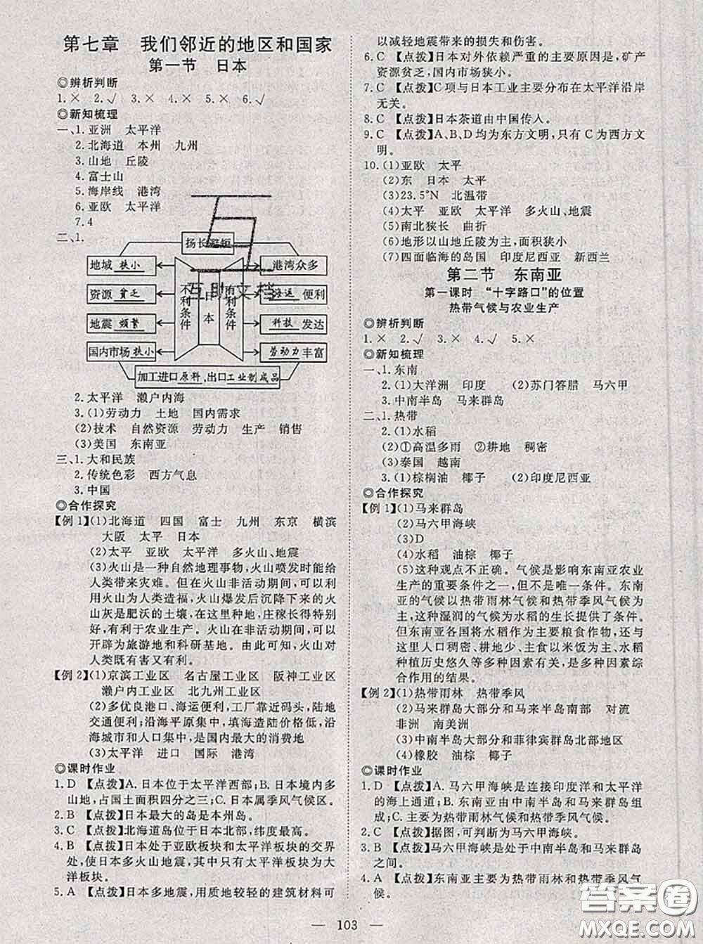 2020新版351高效課堂導(dǎo)學(xué)案七年級地理下冊人教版答案