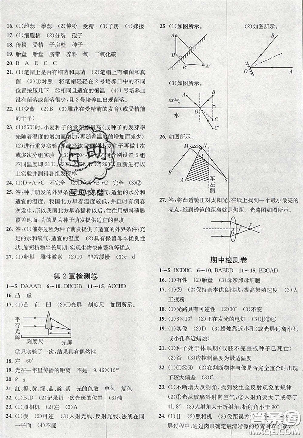 2020年一閱優(yōu)品直通重高七年級科學(xué)下冊浙教版答案