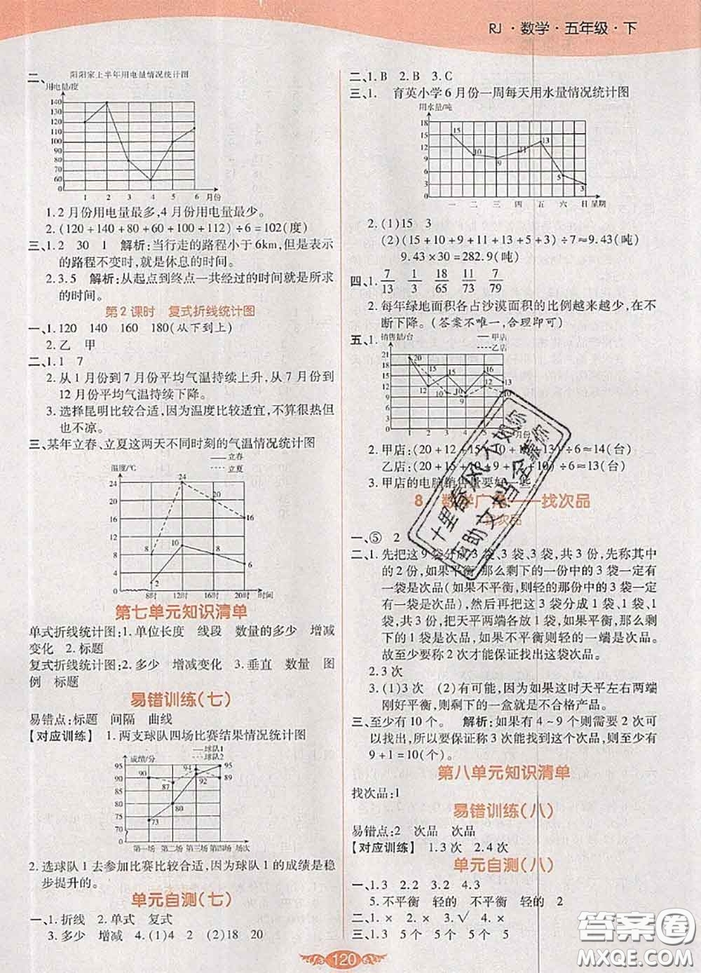 2020新版世紀(jì)百通百通作業(yè)本五年級(jí)數(shù)學(xué)下冊(cè)人教版答案