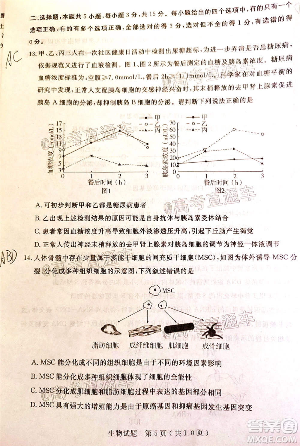 濟寧二模2019-2020學(xué)年度高考模擬考試生物試題及答案