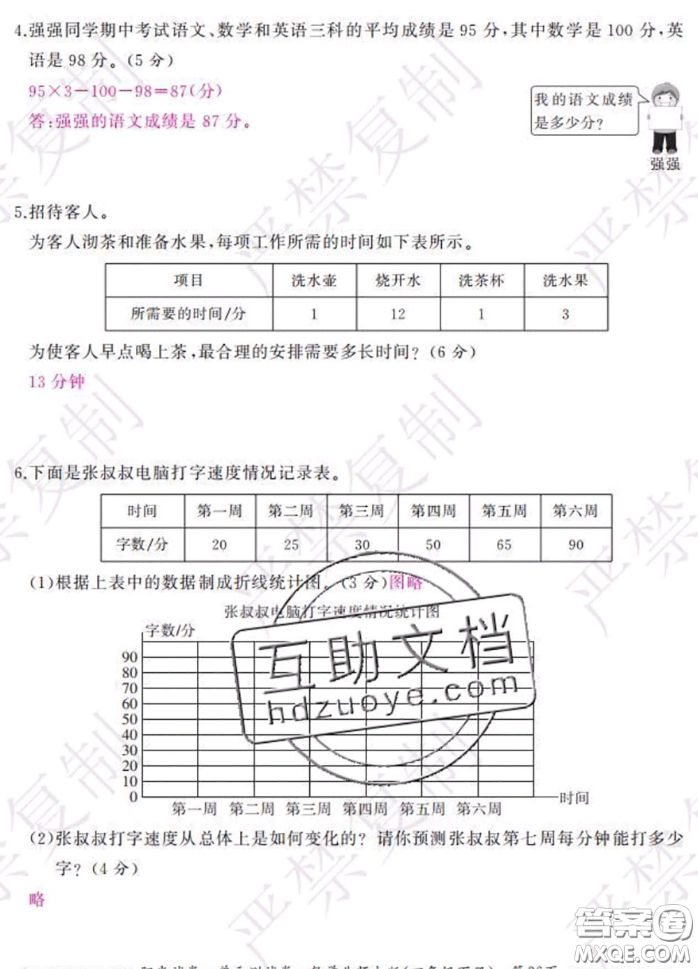 2020春陽光試卷單元測試卷四年級數(shù)學(xué)下冊北師版答案