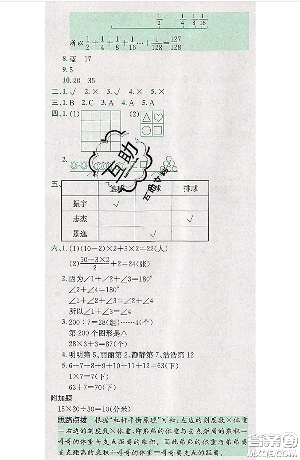 江西高校出版社2020春小卷霸六年級(jí)數(shù)學(xué)下冊(cè)人教版答案