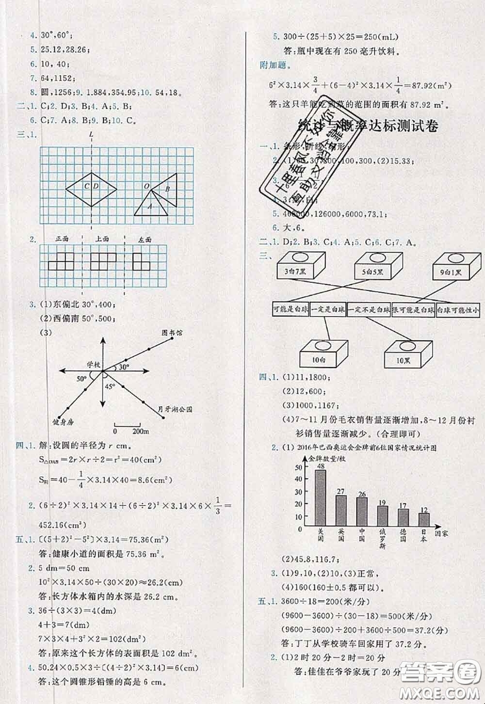 2020新版學(xué)而思基本功全優(yōu)試卷六年級數(shù)學(xué)下冊人教版答案