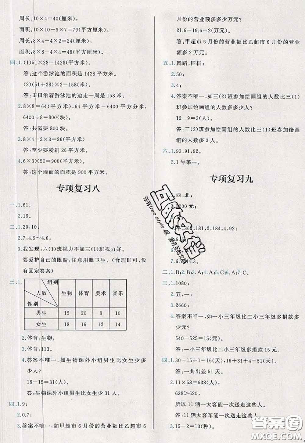 2020新版學(xué)而思基本功全優(yōu)試卷三年級(jí)數(shù)學(xué)下冊(cè)人教版答案