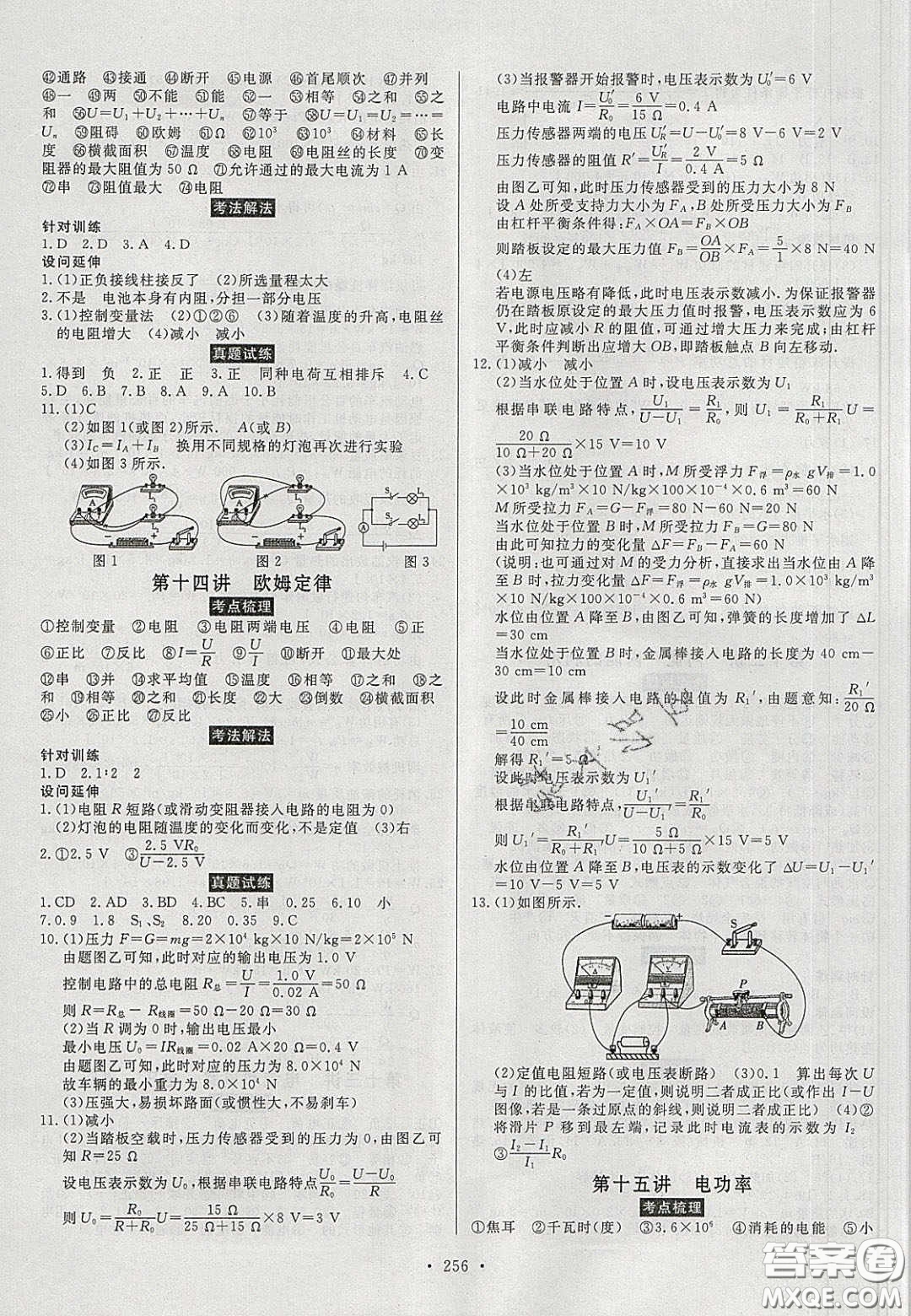 2020年河南中考風(fēng)向標(biāo)初中總復(fù)習(xí)物理答案