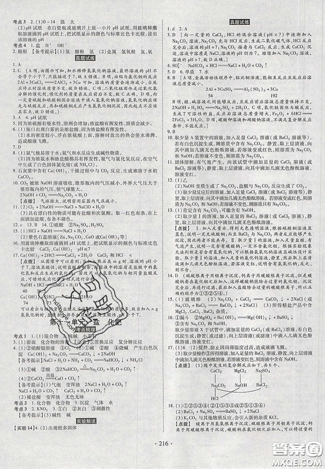 2020年河南中考風(fēng)向標(biāo)初中總復(fù)習(xí)化學(xué)答案