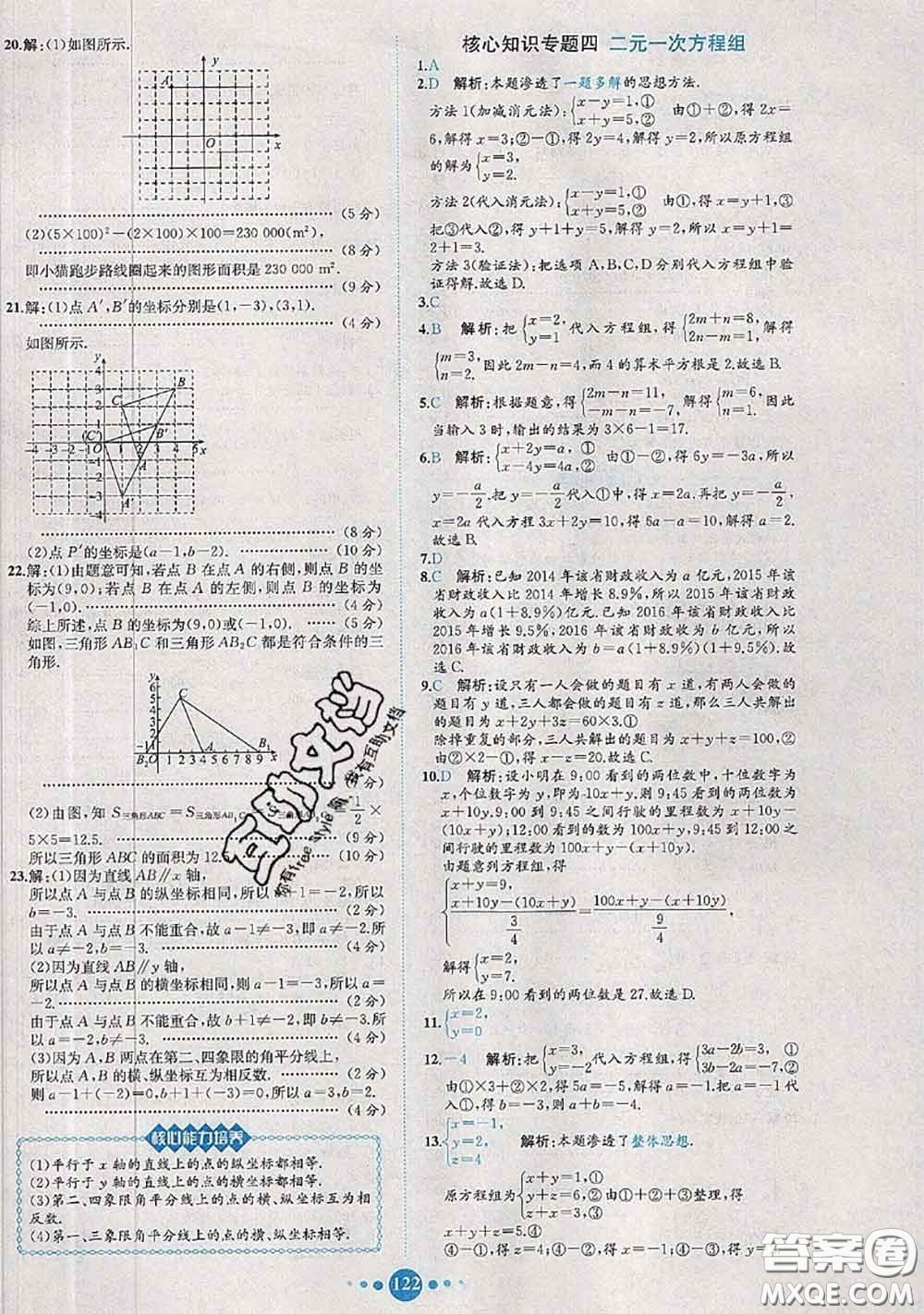 2020春課時(shí)練核心素養(yǎng)卷初中同步達(dá)標(biāo)測(cè)試卷七年級(jí)數(shù)學(xué)下冊(cè)答案