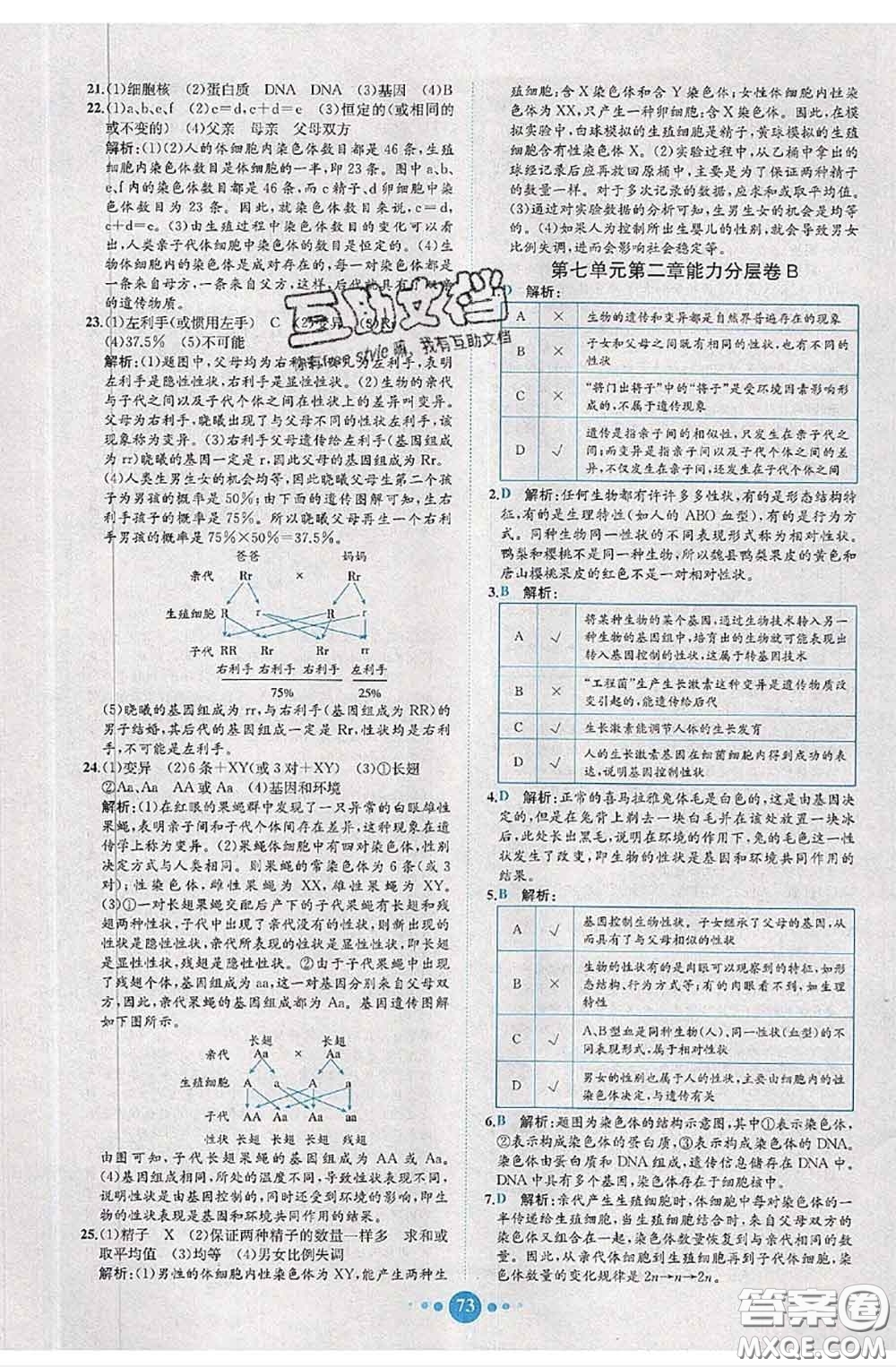 2020春課時(shí)練核心素養(yǎng)卷初中同步達(dá)標(biāo)測(cè)試卷八年級(jí)生物下冊(cè)答案