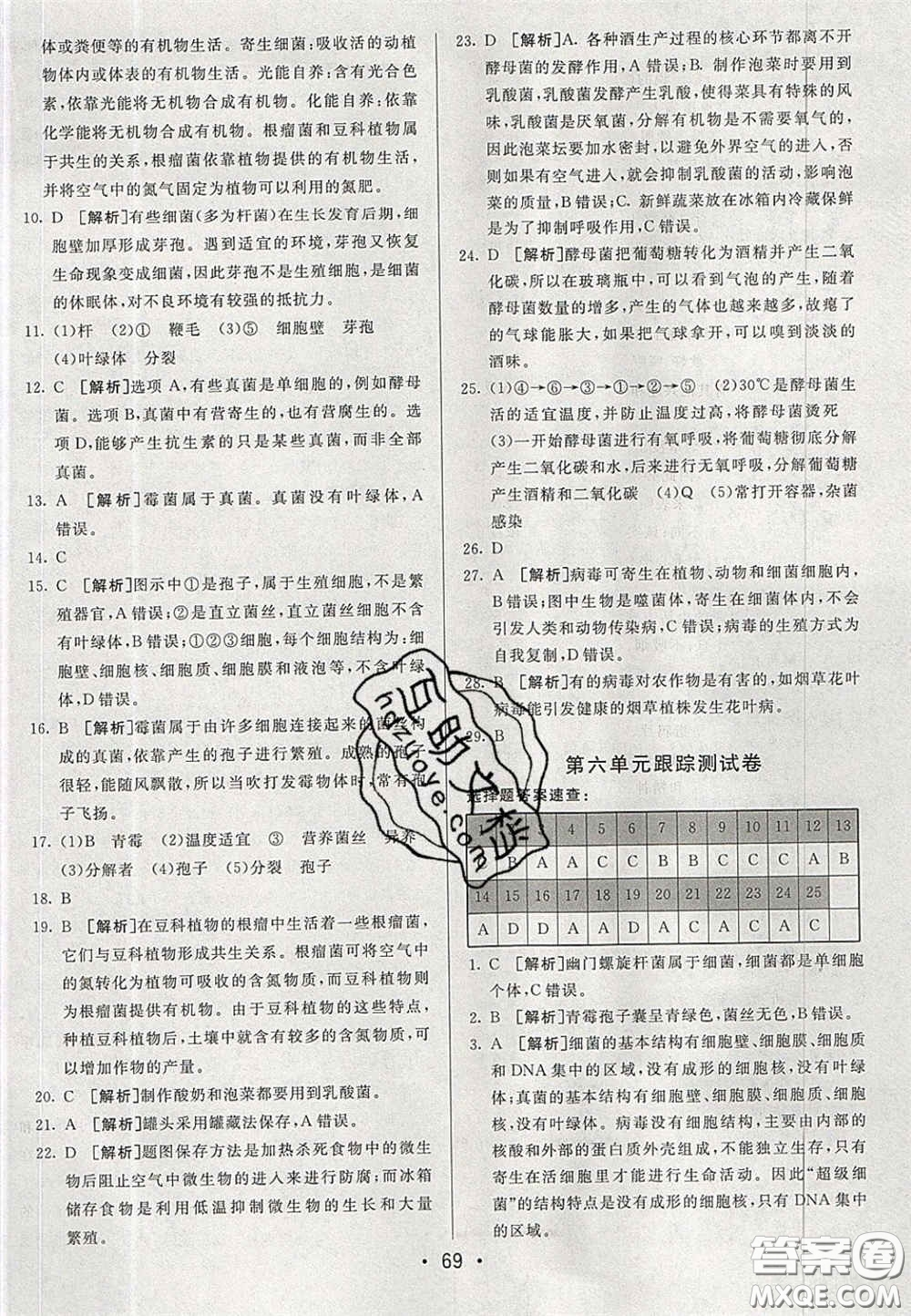 2020期末考向標(biāo)海淀新編跟蹤突破測試卷七年級(jí)生物下冊魯科版答案