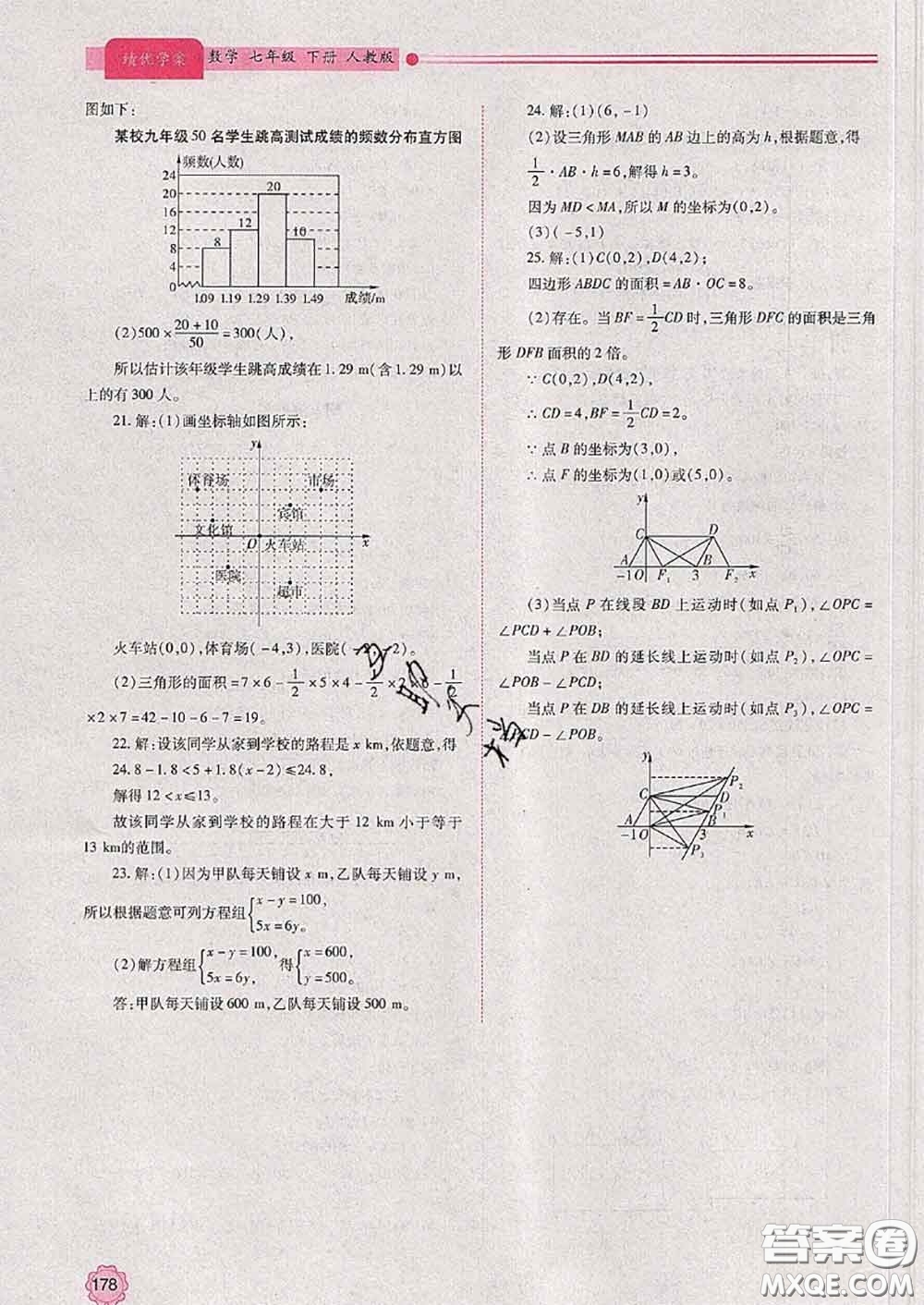 陜西師范大學(xué)出版社2020春績優(yōu)學(xué)案七年級數(shù)學(xué)下冊人教版答案