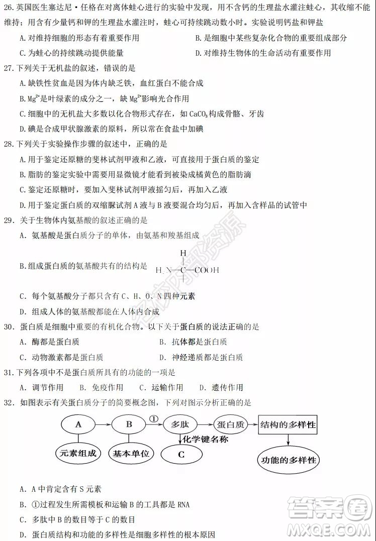 黑龍江省實(shí)驗(yàn)中學(xué)2019-2020學(xué)年下學(xué)期高二年級(jí)期中考試?yán)砜凭C合試卷及答案