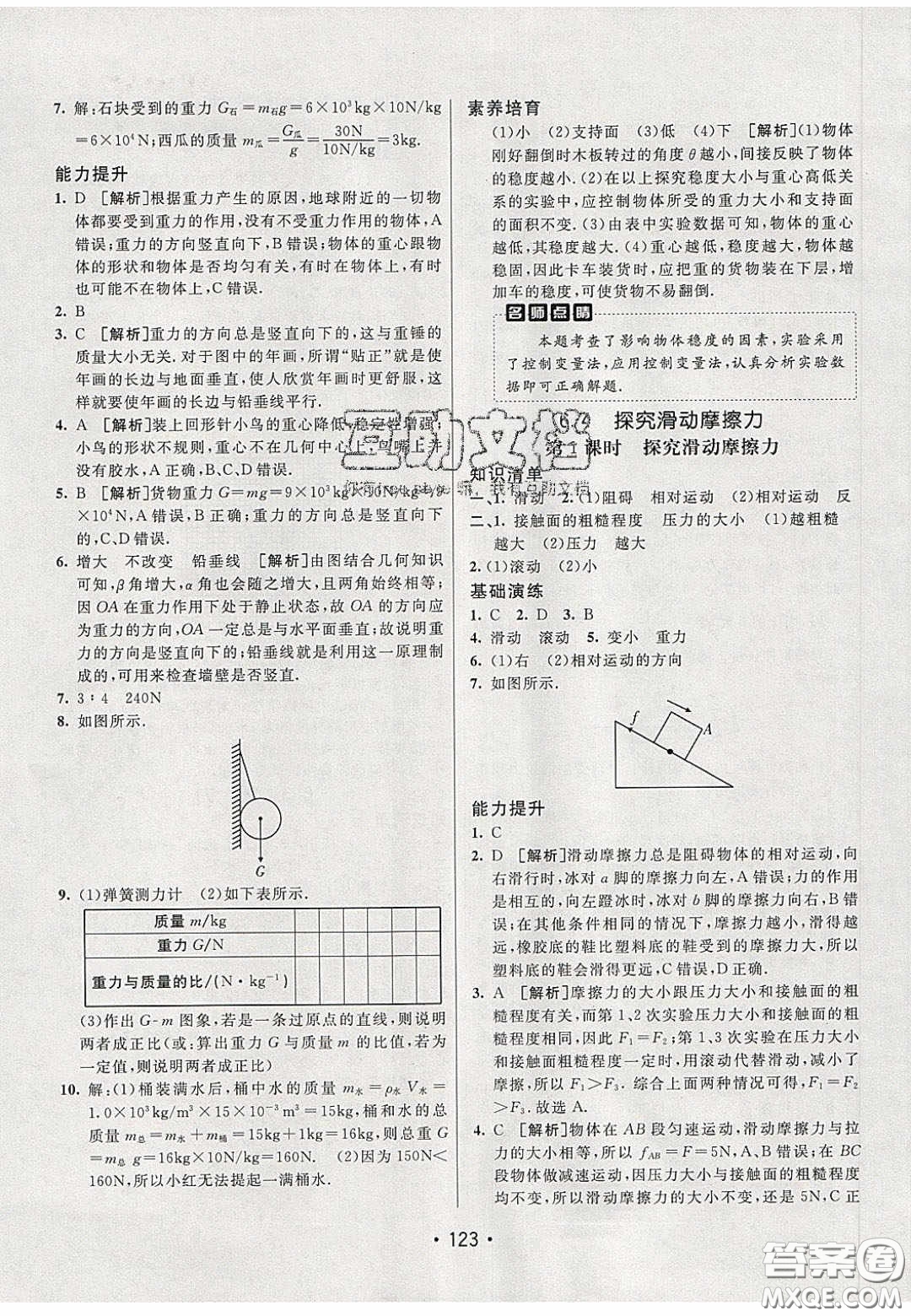 2020年同行學(xué)案學(xué)練測(cè)八年級(jí)物理下冊(cè)滬粵版答案