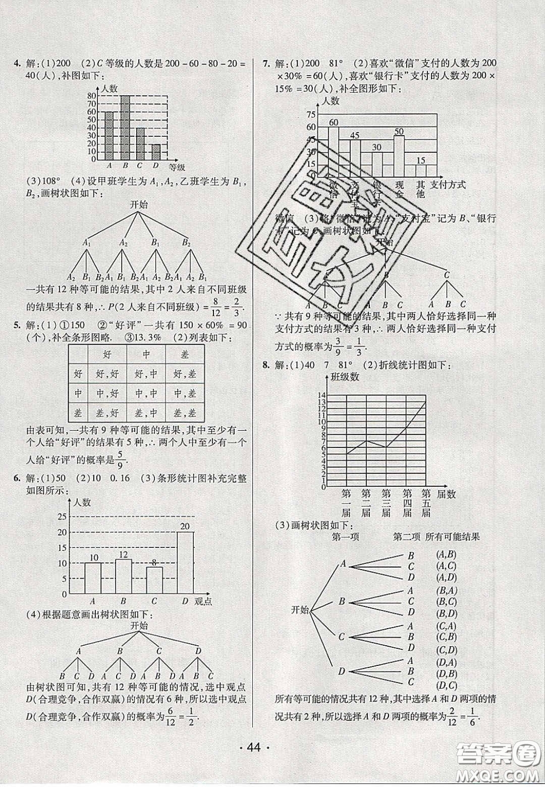 2020年同行學(xué)案學(xué)練測九年級數(shù)學(xué)下冊魯教版煙臺專版答案