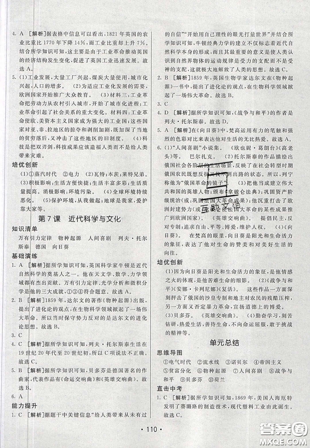 2020年同行學案學練測九年級歷史下冊人教版答案