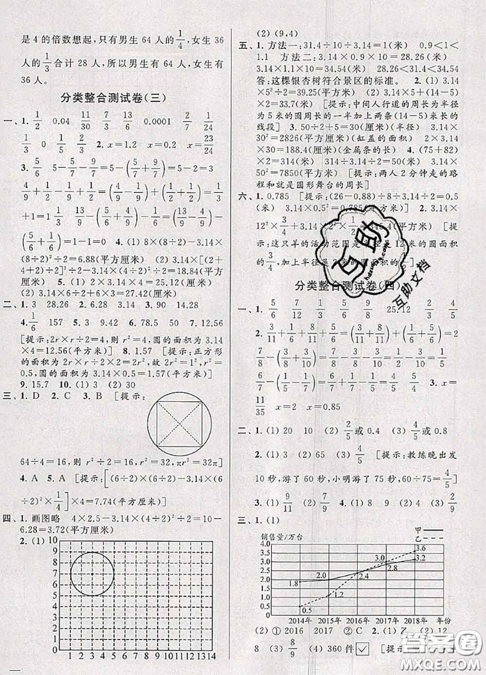 2020年同步跟蹤全程檢測五年級數(shù)學(xué)下冊人教版答案