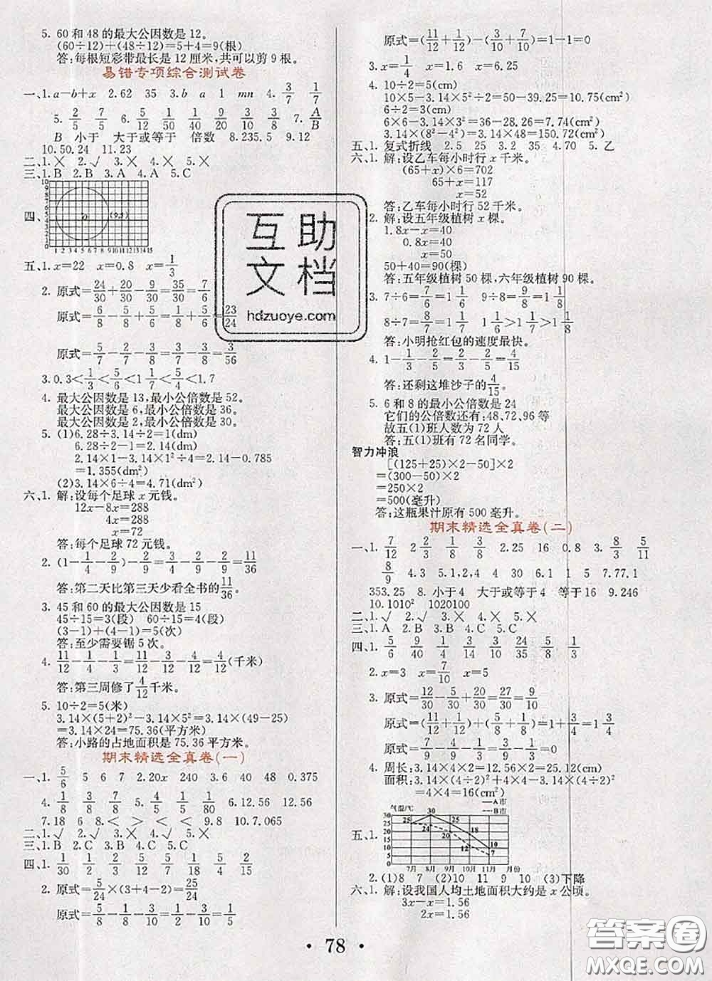 遼寧少年兒童出版社2020年名校名卷五年級(jí)數(shù)學(xué)下冊(cè)蘇教版答案