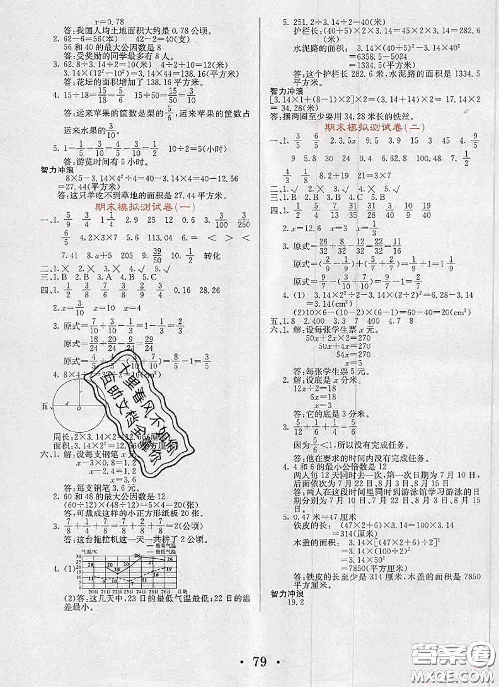 遼寧少年兒童出版社2020年名校名卷五年級(jí)數(shù)學(xué)下冊(cè)蘇教版答案