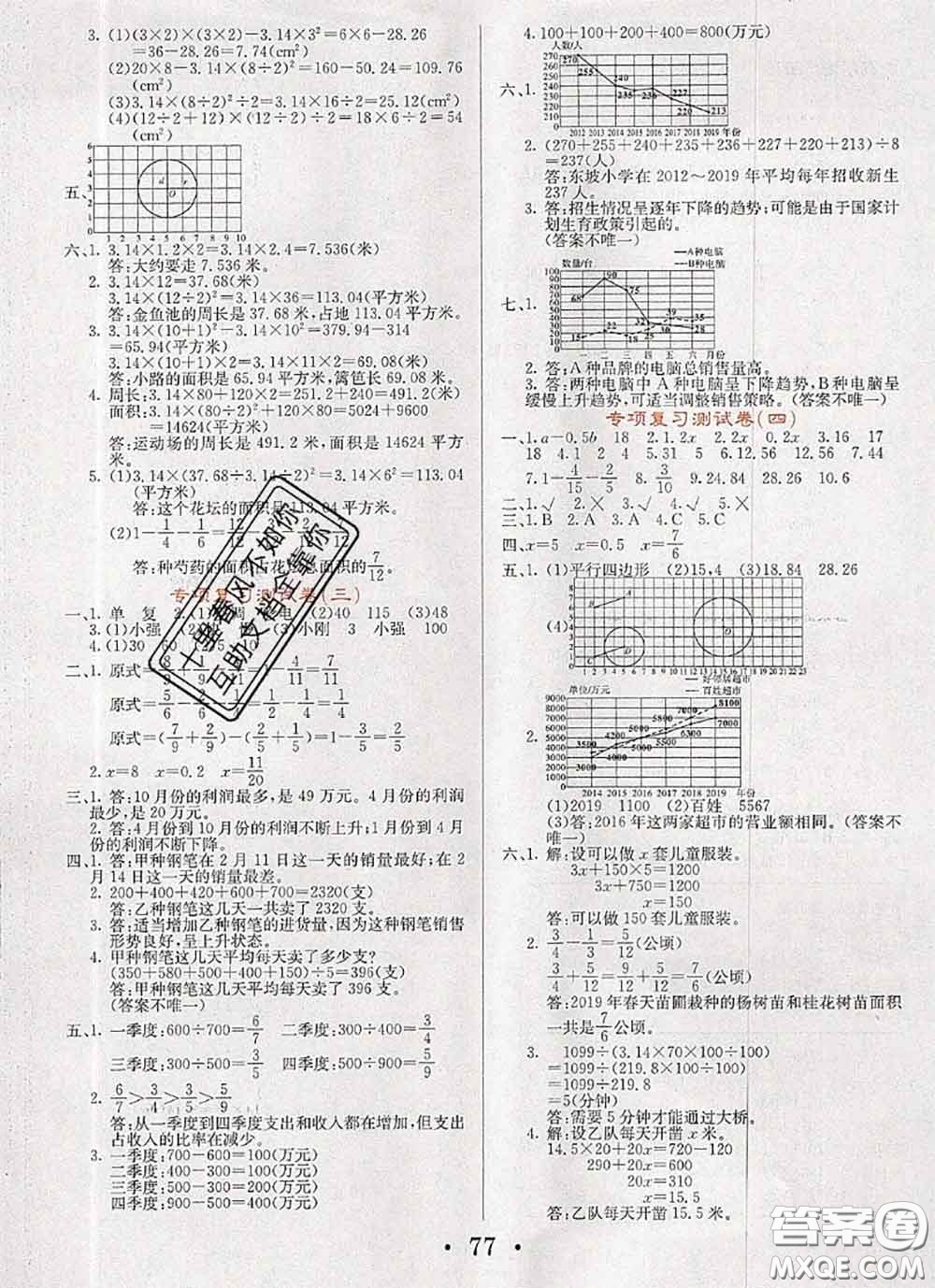 遼寧少年兒童出版社2020年名校名卷五年級(jí)數(shù)學(xué)下冊(cè)蘇教版答案