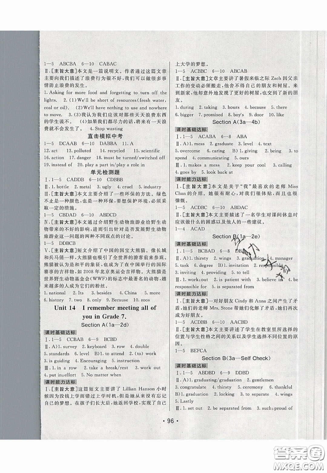 2020年同行學(xué)案學(xué)練測九年級英語下冊人教版答案