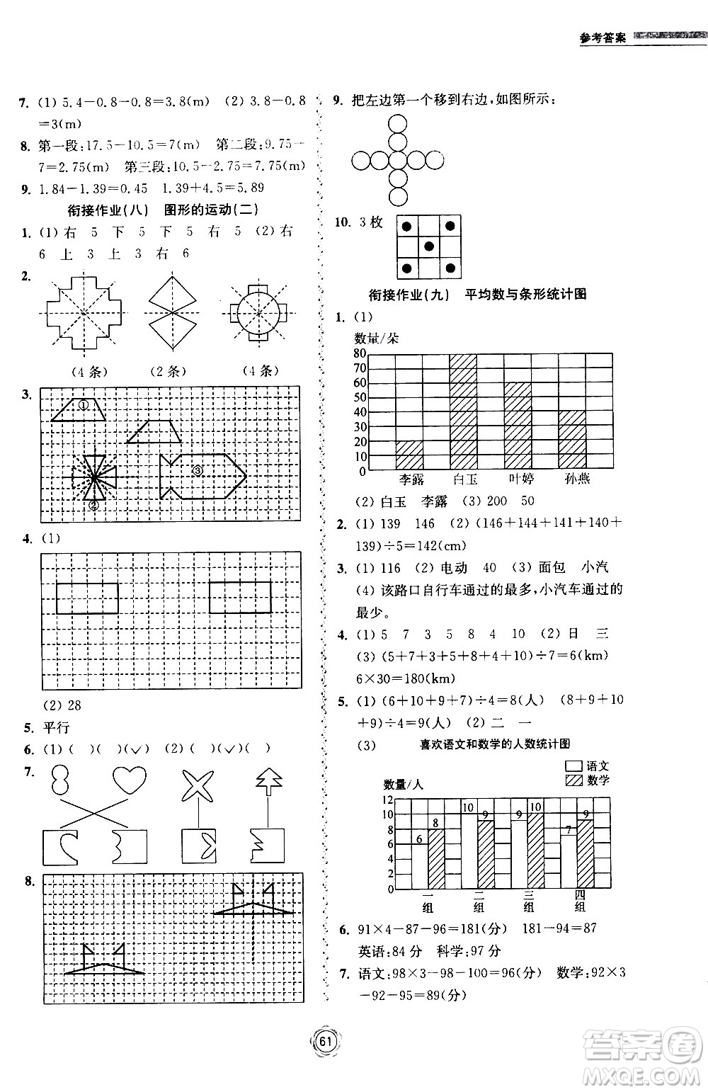 超能學(xué)典2020年暑假銜接作業(yè)本數(shù)學(xué)四升五年級(jí)全國(guó)版參考答案