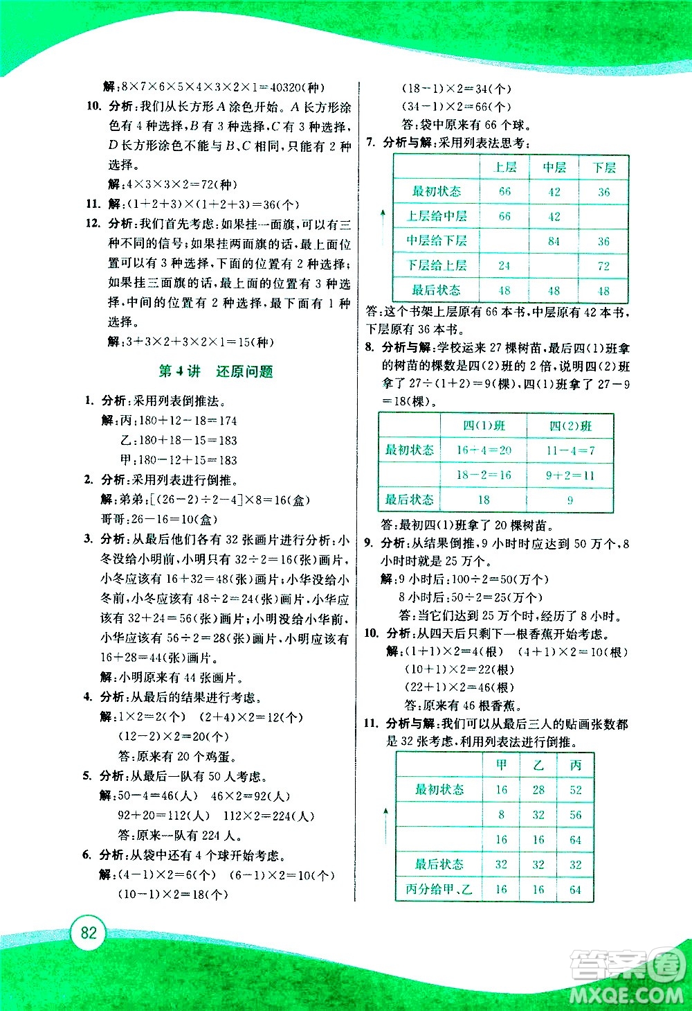 2020年小學奧數(shù)暑假拔高銜接15講4升5年級參考答案