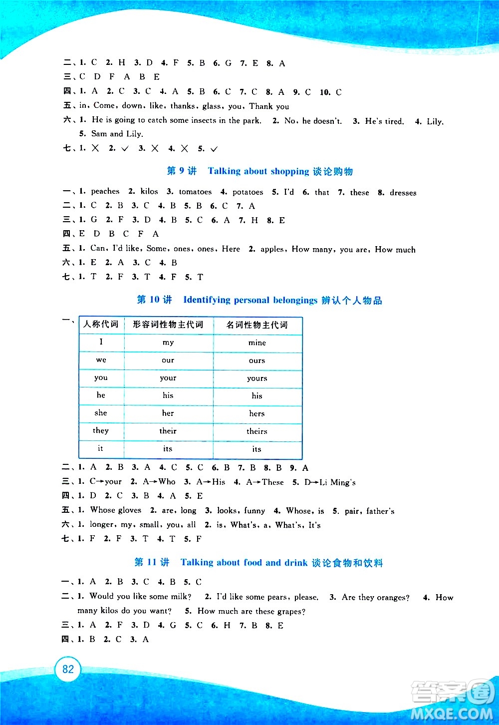 2020年小學(xué)英語(yǔ)暑假拔高銜接15講4升5年級(jí)參考答案