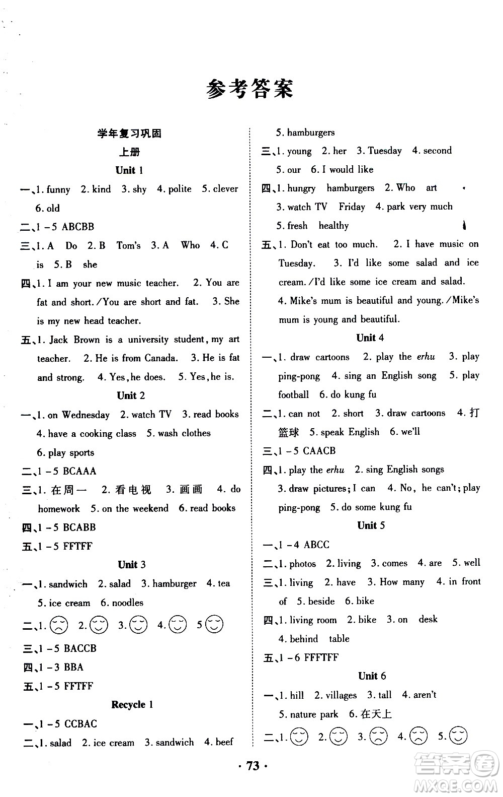 合肥工業(yè)大學(xué)出版社2020年暑假零距離英語五年級PEP人教版參考答案