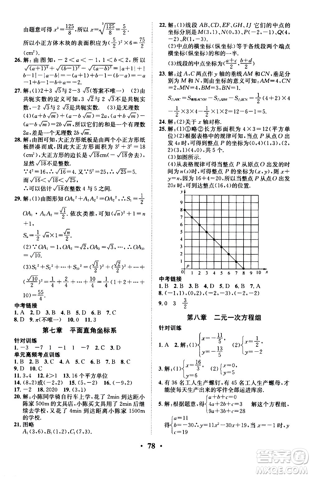 合肥工業(yè)大學出版社2020年暑假零距離數(shù)學七年級RJ人教版參考答案