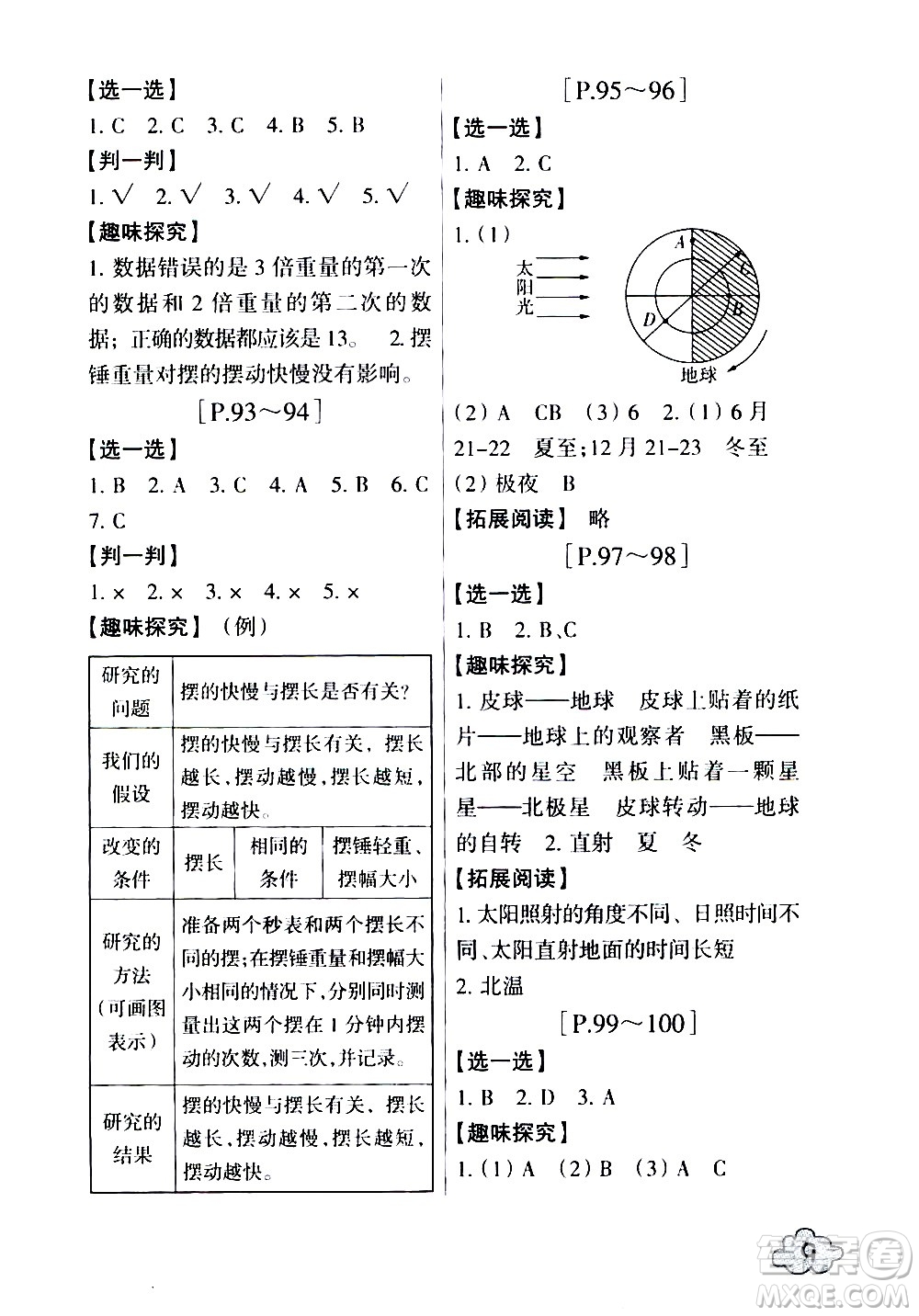 浙江少年兒童出版社2020年暑假學(xué)與練五年級數(shù)學(xué)R人教版科學(xué)J教科版版參考答案