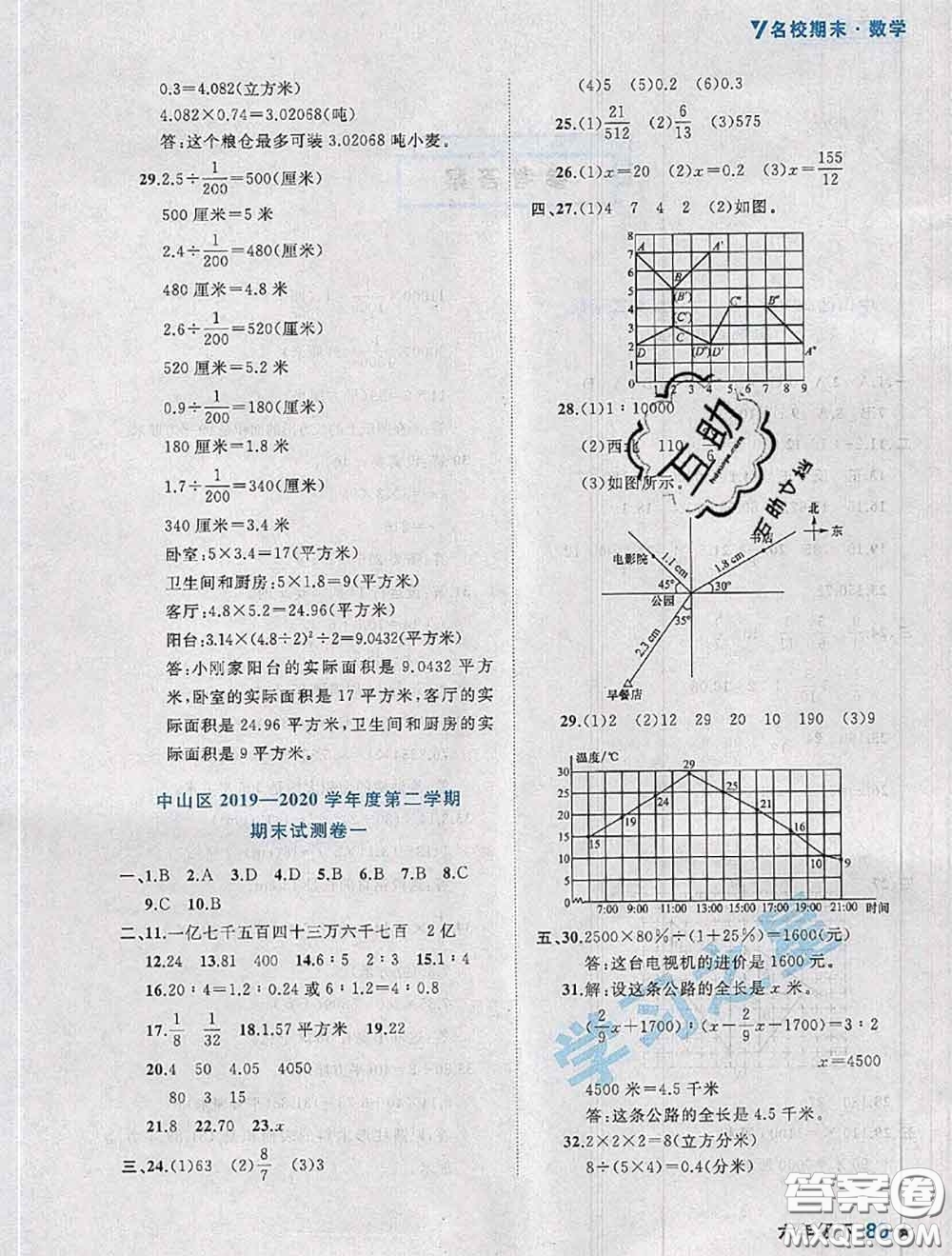 2020年名校期末大連市各區(qū)名校期中期末仿真試卷12套六年級(jí)數(shù)學(xué)下冊(cè)答案