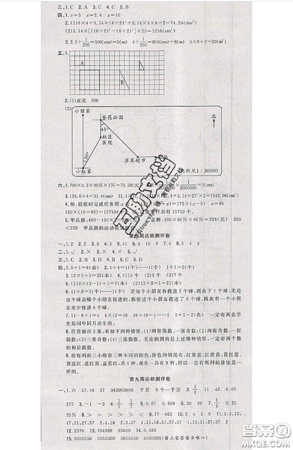 南方出版社2020狀元大考卷六年級數(shù)學下冊人教版答案