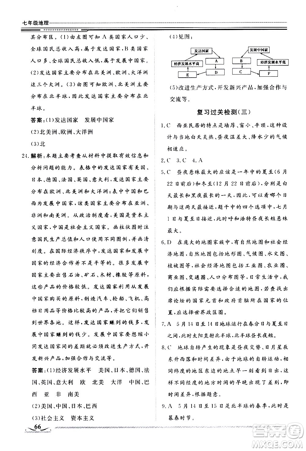 北京工業(yè)大學(xué)出版社2020年假期生活指導(dǎo)暑假七年級(jí)地理參考答案