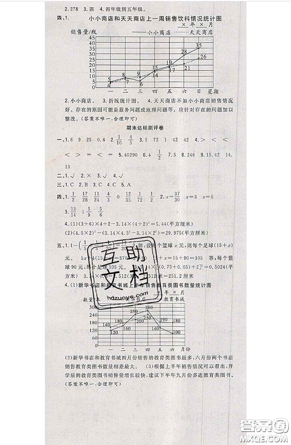 南方出版社2020狀元大考卷五年級數(shù)學下冊蘇教版答案