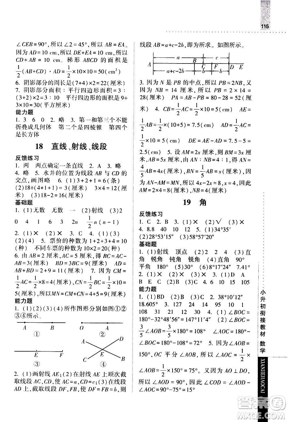 寧夏人民教育出版社2020年經(jīng)綸學典小升初銜接教材數(shù)學參考答案