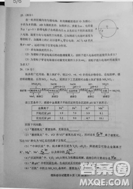 2020年全國高考真題全國1卷理綜試題及答案