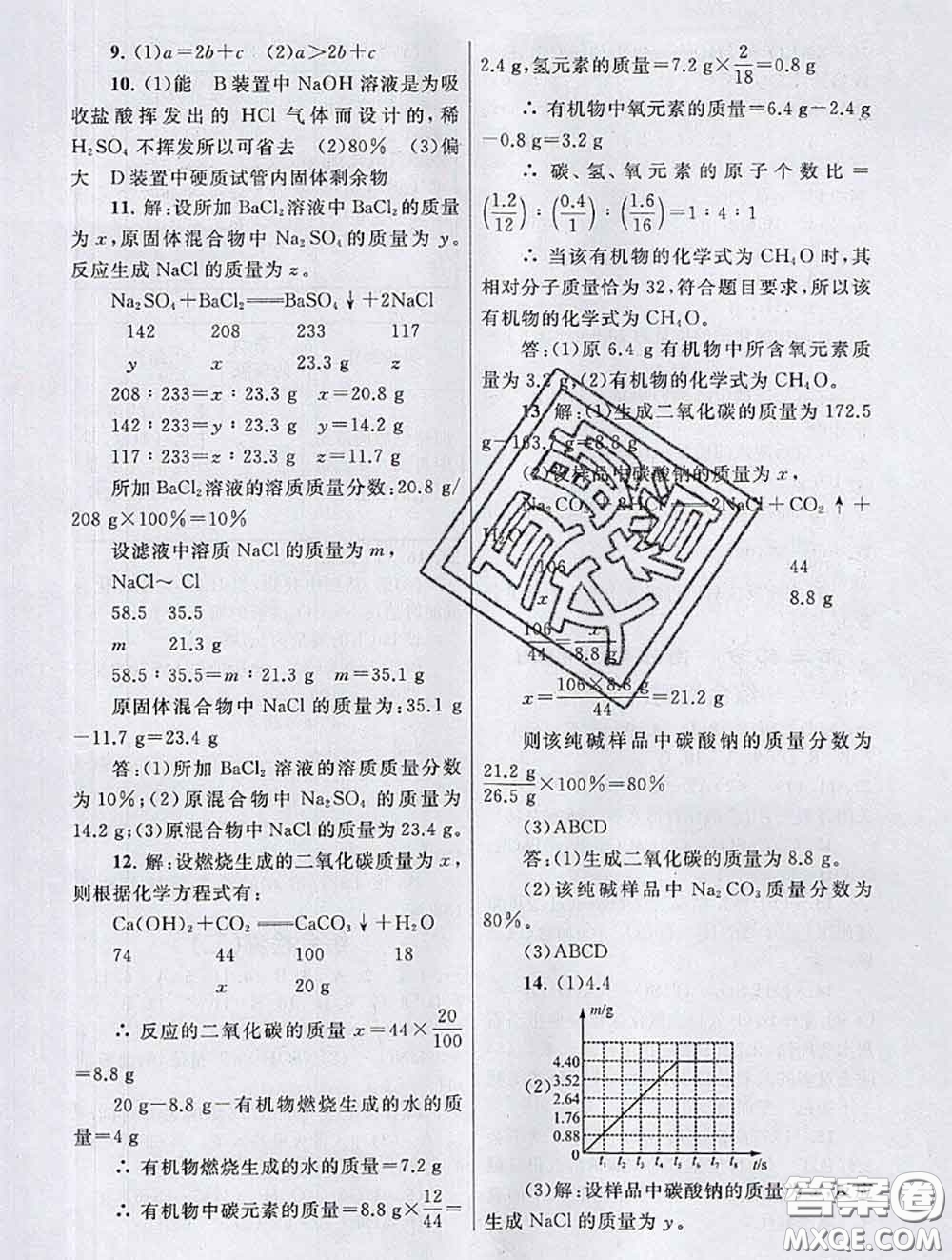 安徽人民出版社2020年暑假大串聯(lián)九年級化學人教版答案