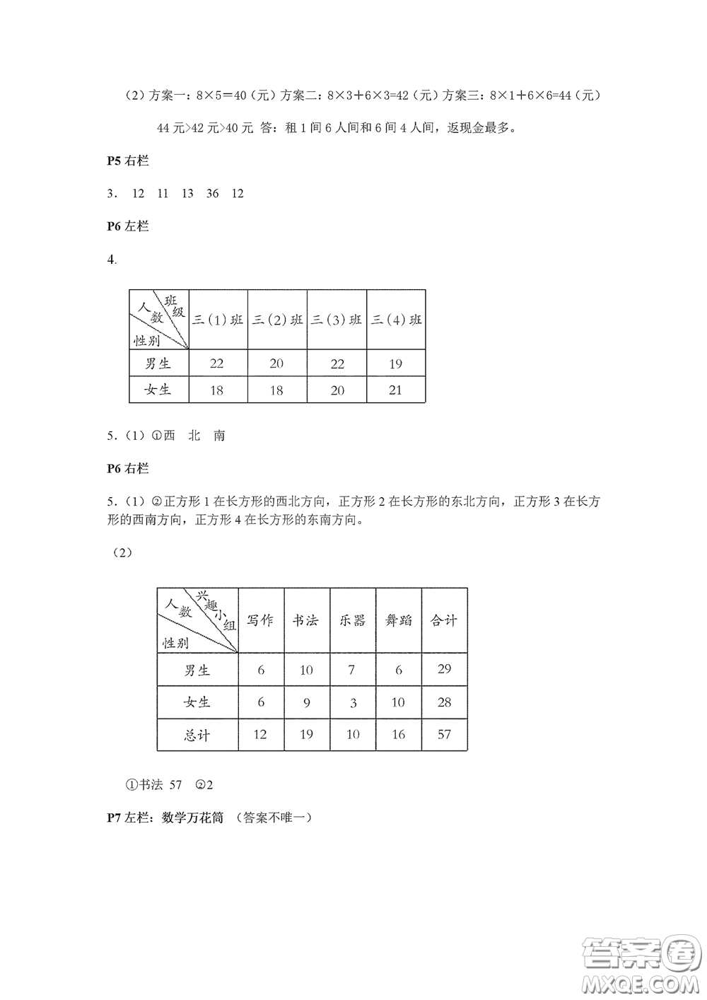 2020安徽省暑假作業(yè)三年級數學人教版答案