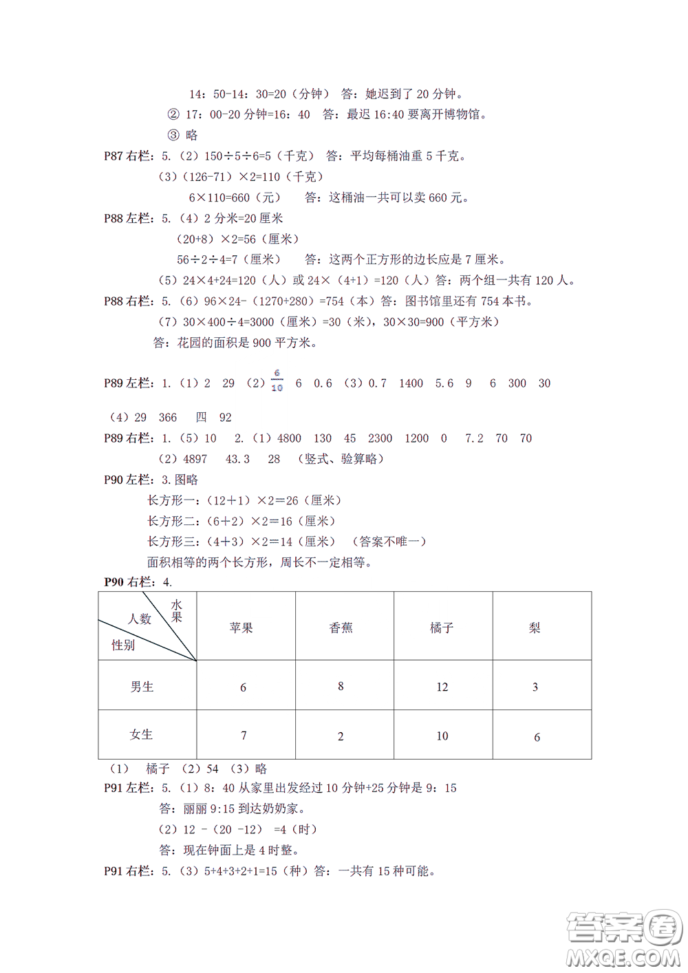 2020安徽省暑假作業(yè)三年級數學人教版答案