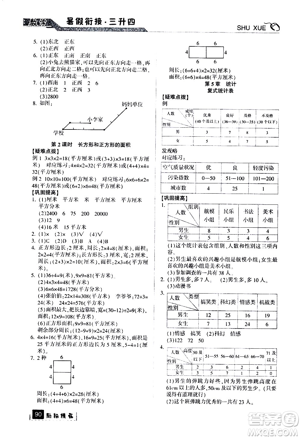 延邊人民出版社2020年勵耘書業(yè)暑假銜接3升4數(shù)學(xué)人教版參考答案