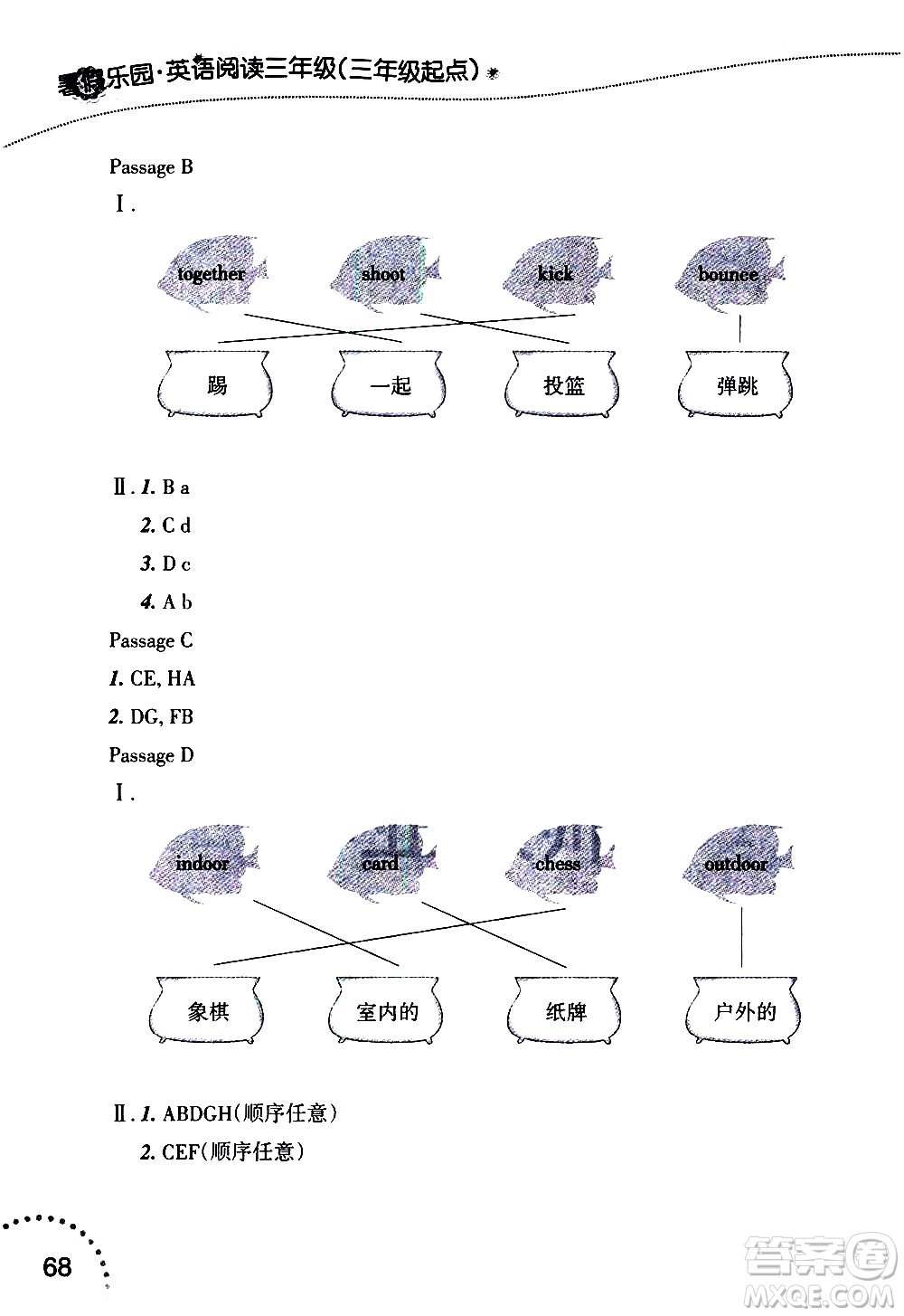 遼寧師范大學(xué)出版社2020年暑假樂園三年級起點(diǎn)英語閱讀三年級參考答案