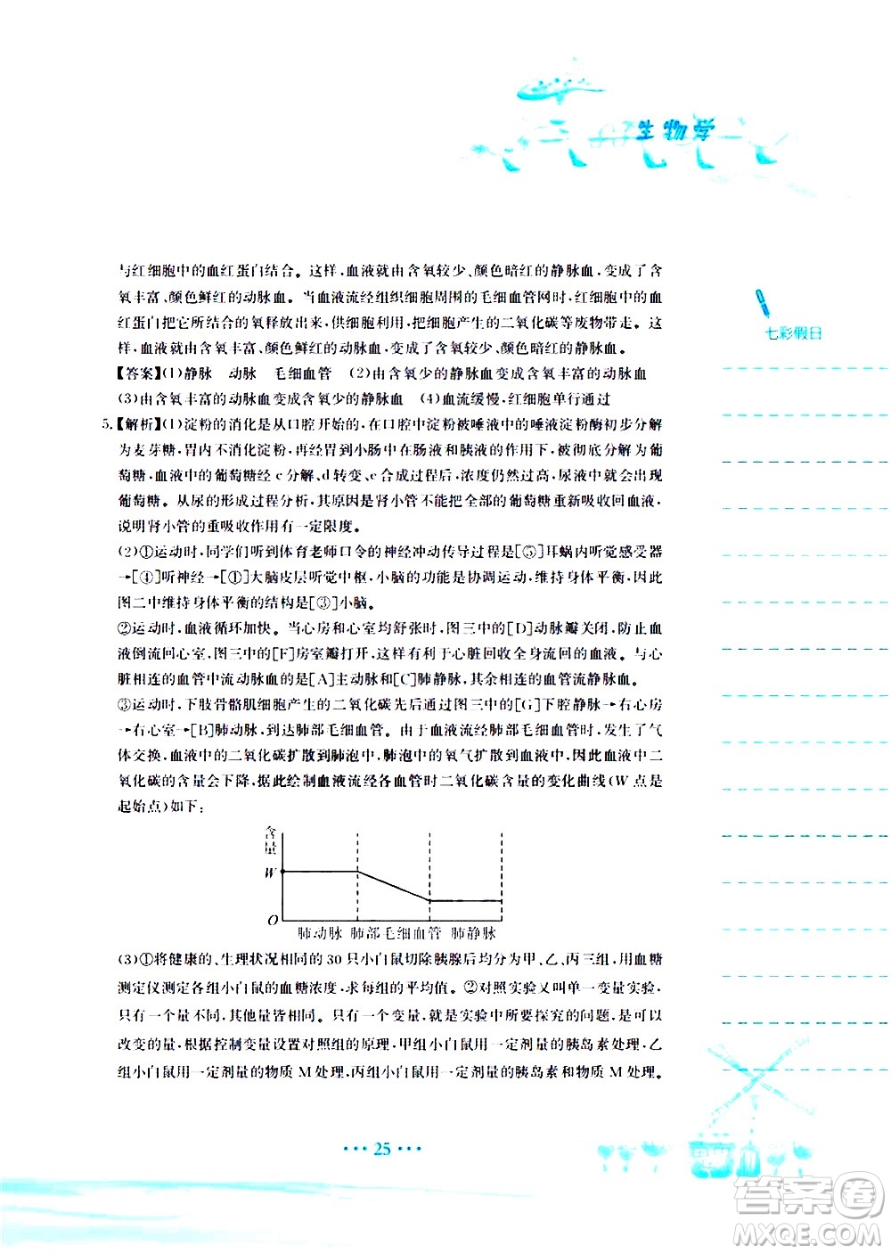 安徽教育出版社2020年暑假作業(yè)七年級(jí)生物學(xué)人教版參考答案