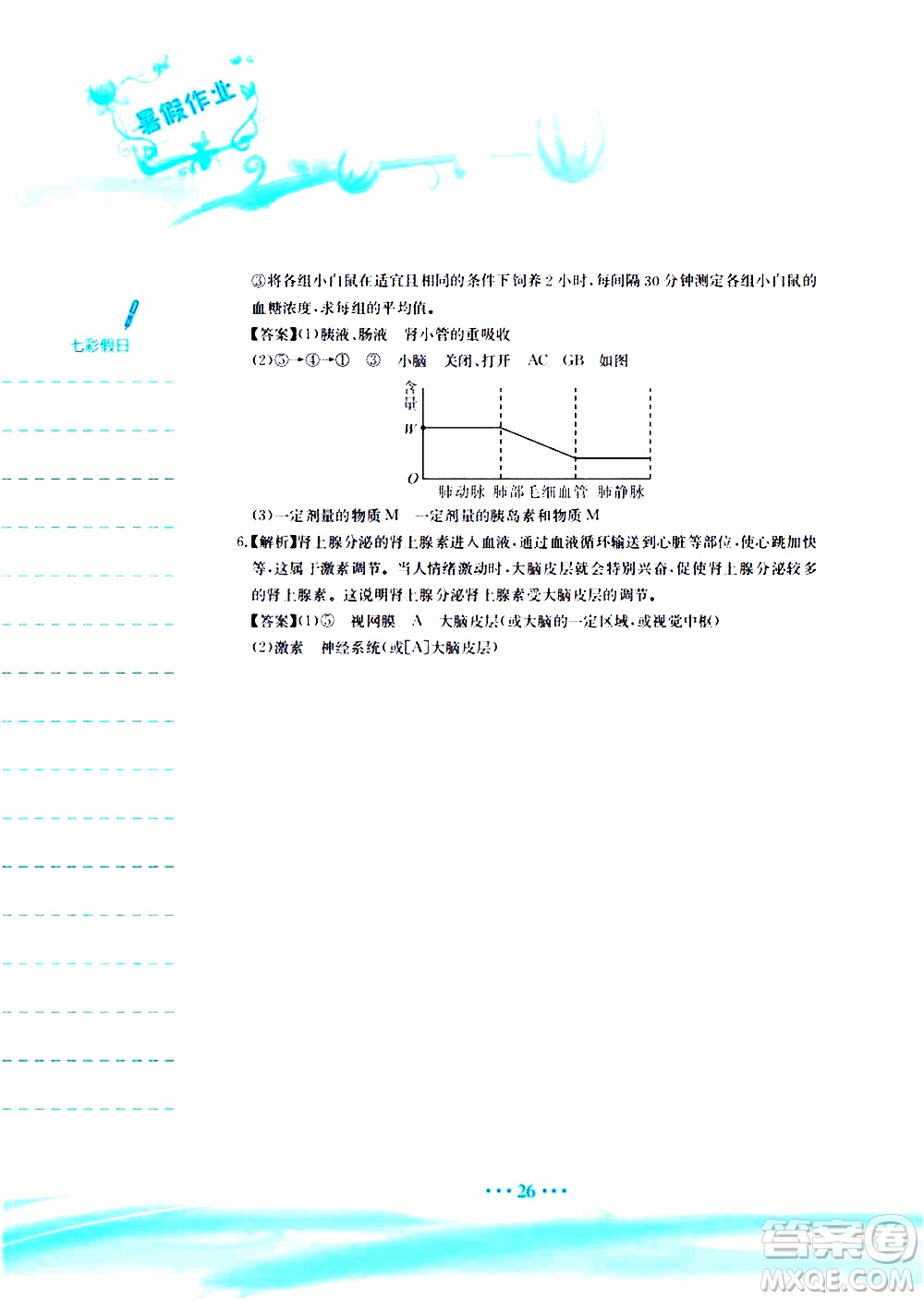 安徽教育出版社2020年暑假作業(yè)七年級(jí)生物學(xué)人教版參考答案