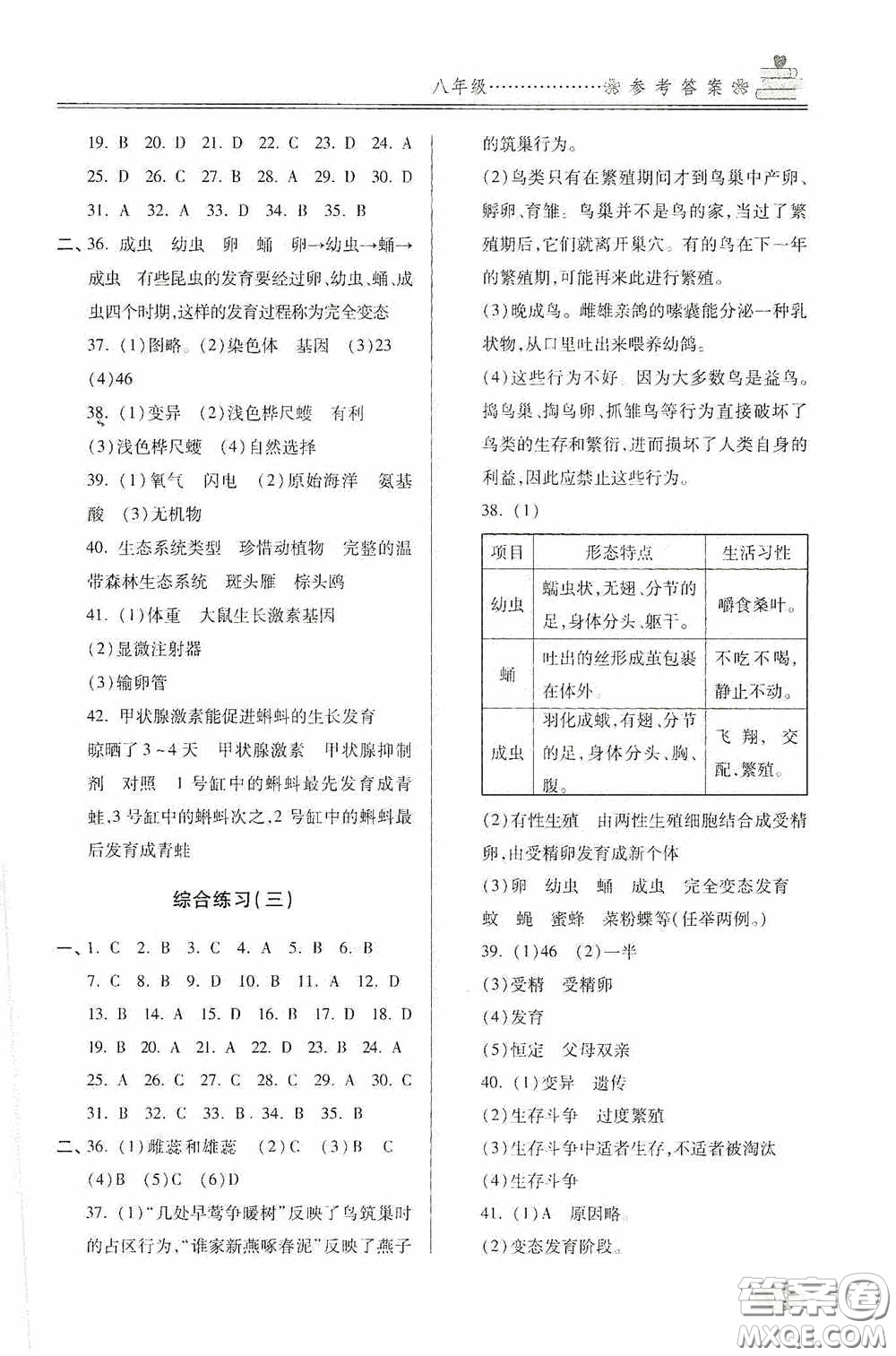 青島出版社2020暑假銜接教程八年級(jí)道德與法治歷史生物五四學(xué)制答案