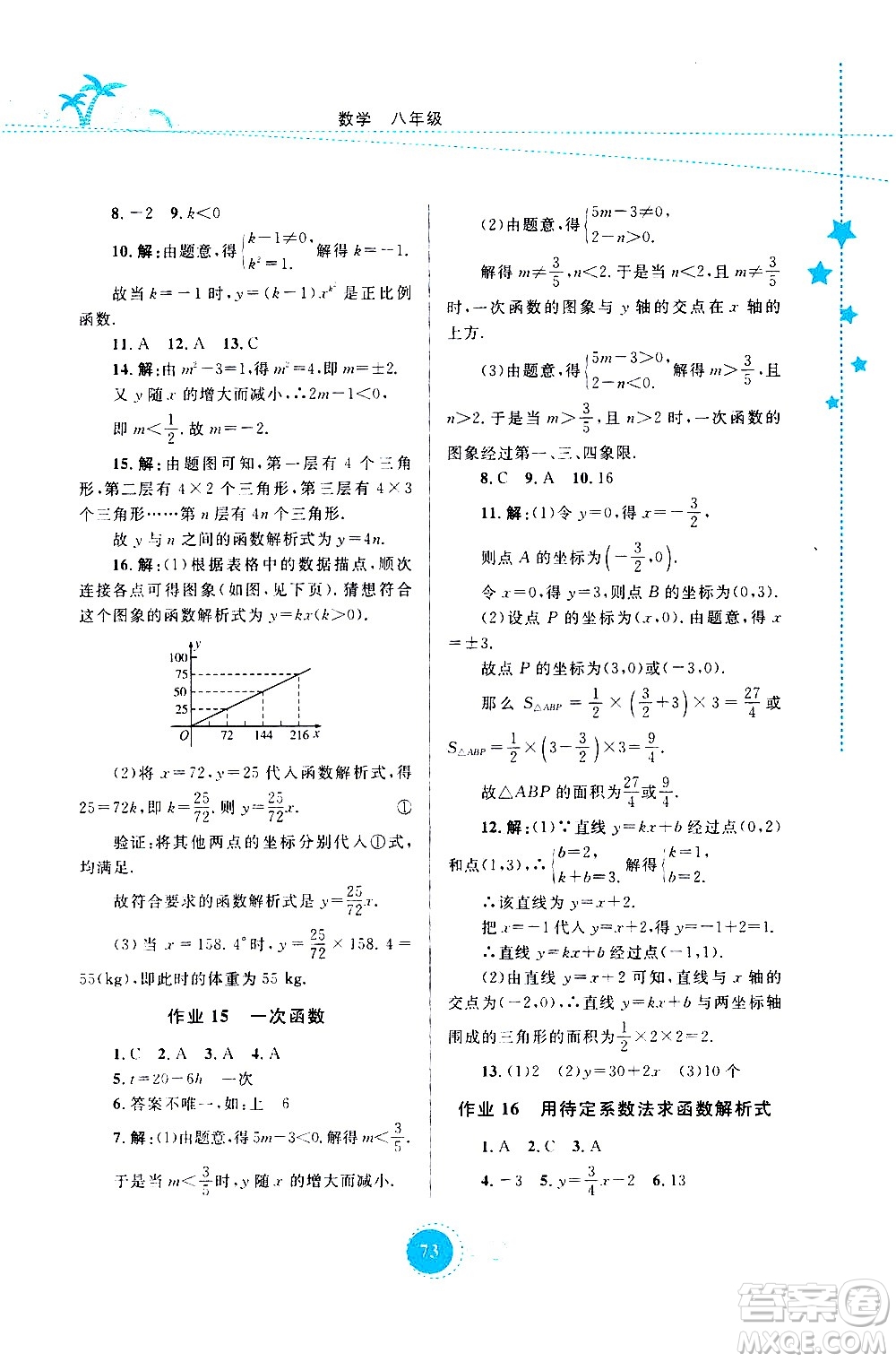 云南教育出版社2020年云教金榜暑假作業(yè)八年級數(shù)學(xué)參考答案