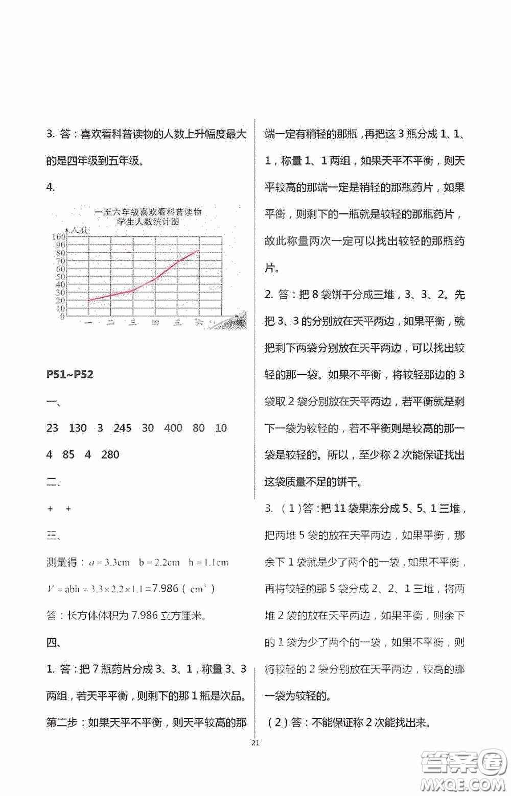 安徽人民出版社2020假期課堂暑假作業(yè)五年級數(shù)學(xué)人教版答案