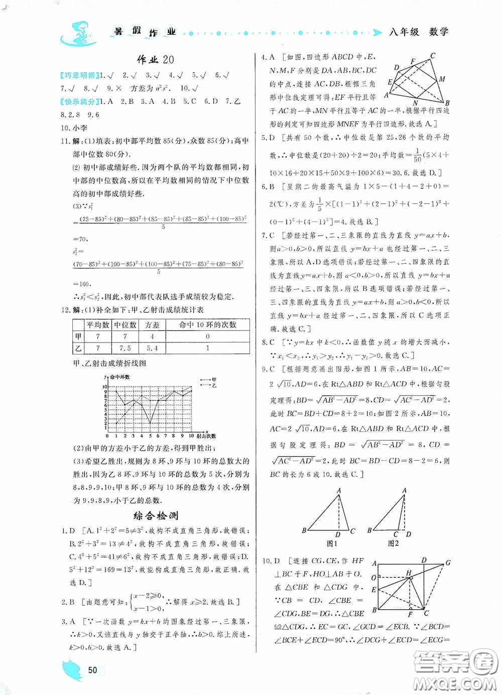 內(nèi)蒙古人民出版社2020暑假作業(yè)八年級數(shù)學(xué)人教版答案