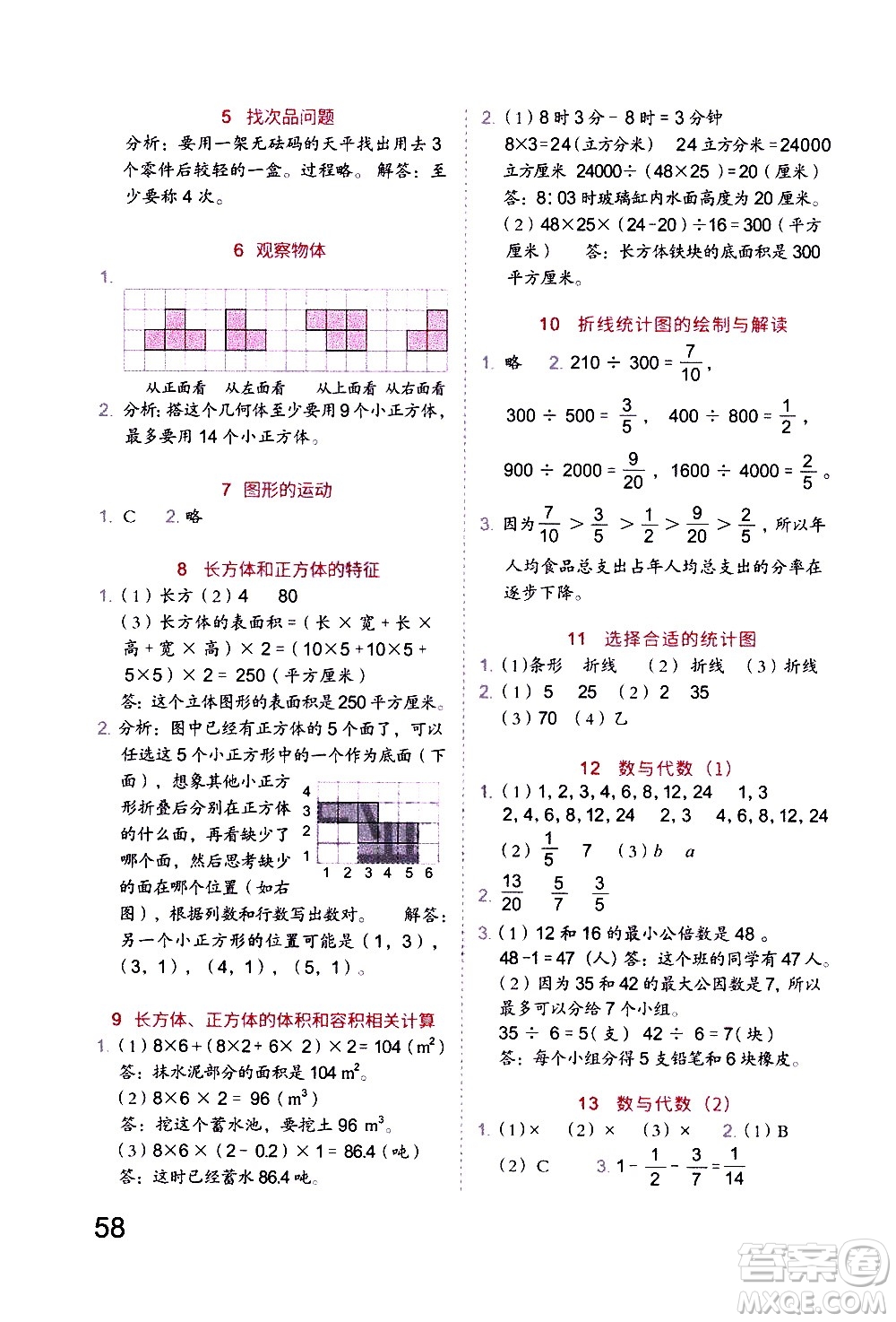 吉林大學(xué)出版社2020年新思維假期作業(yè)暑假五年級(jí)數(shù)學(xué)RJB人教版參考答案