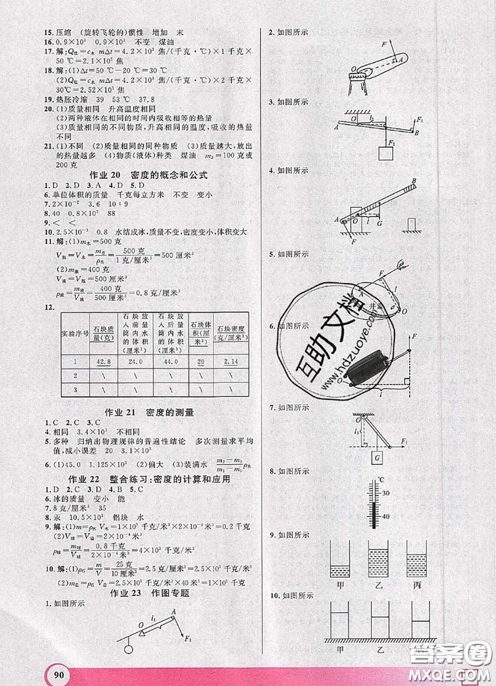 2020年鐘書金牌暑假作業(yè)導與練八年級物理上海專版參考答案