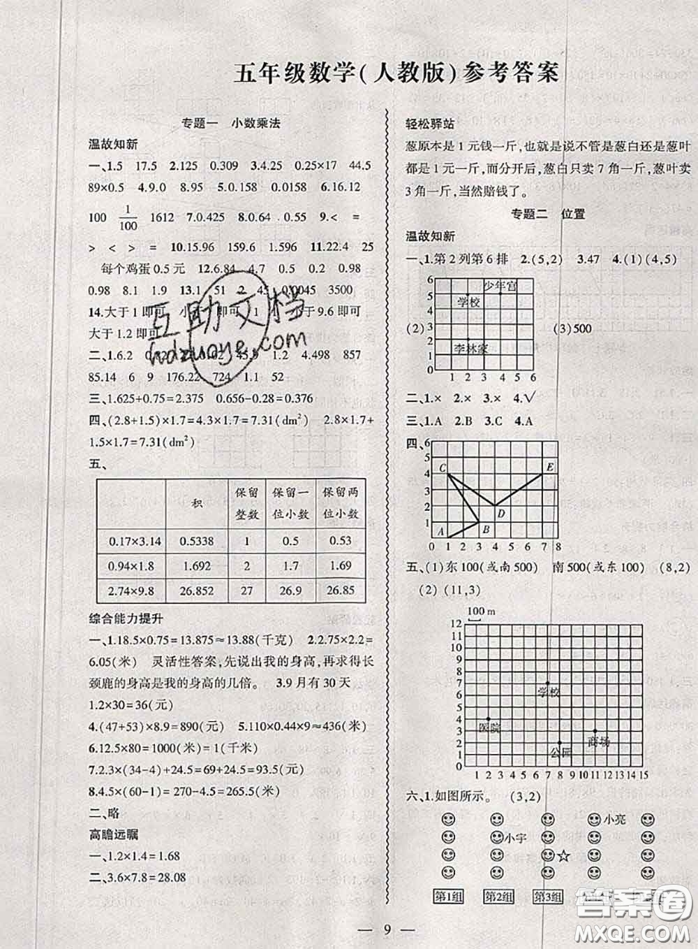 2020年假期總動員暑假必刷題五年級數(shù)學(xué)人教版答案